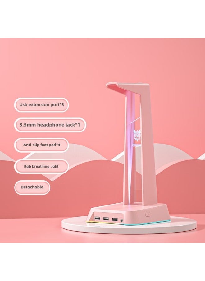 Generic Headset Bracket USB Interface Desktop Luminous Multi-function Headset Hanging Bracket-Color:White  - Image 3