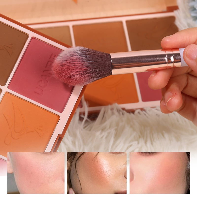 MARBUROLY 8 Colors Face Matte Blush Palette Shading Blusher - Buildable Facial Cheek Blusher Contour Bronzing Pressed Powder Makeup Pallet Women Gift Set (8 Colors Blush Contour Palette with brush) - Image 3