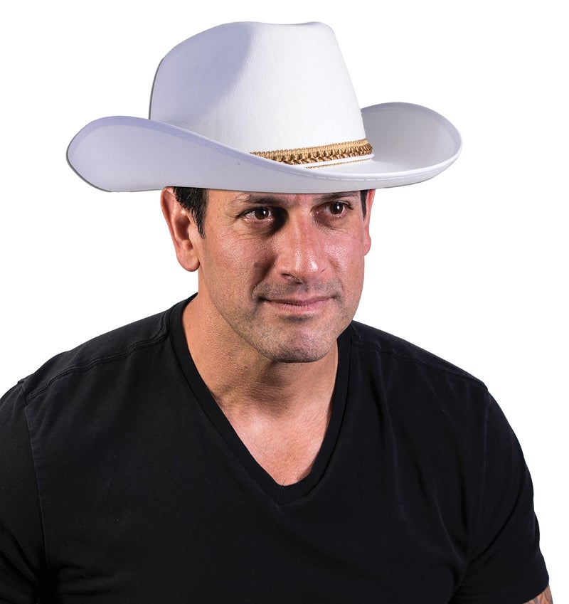 Rubies Adult Deluxe Felt Cowboy Hat, White - Image 1