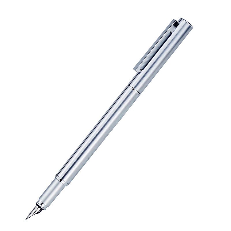Asvine Hongdian 516 Stainless Steel Fountain Pen Fine Nib, Classic Design with Converter and Pen Pouch - Image 1
