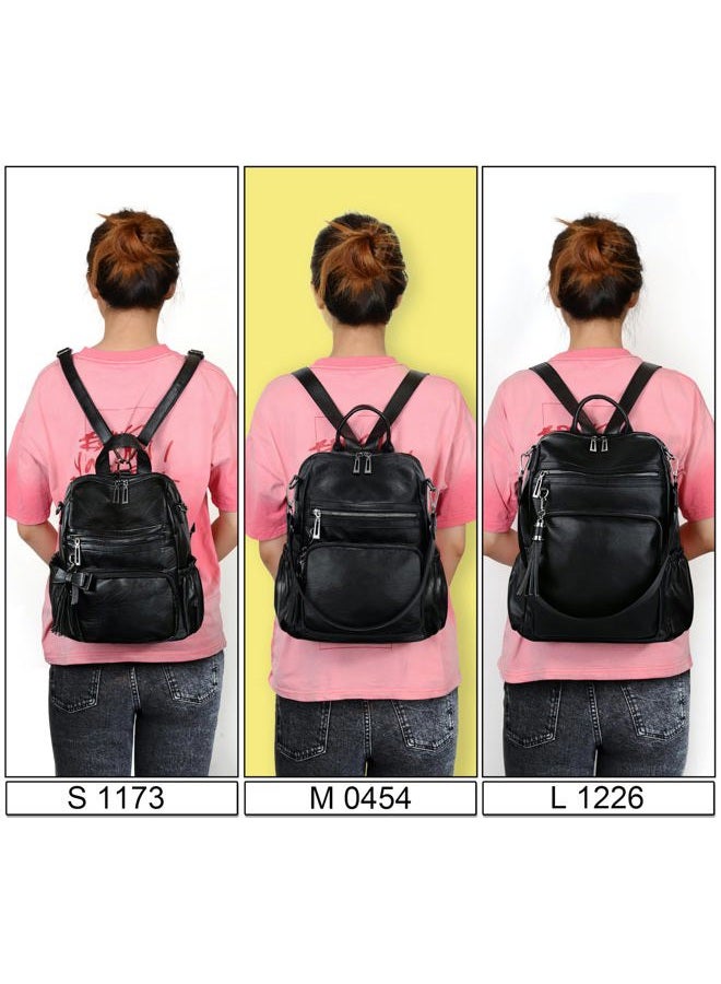 UTO Women Backpack Purse PU Washed Leather Convertible Ladies Rucksack Tassel Zipper Pocket Shoulder Bag Purple - Image 3