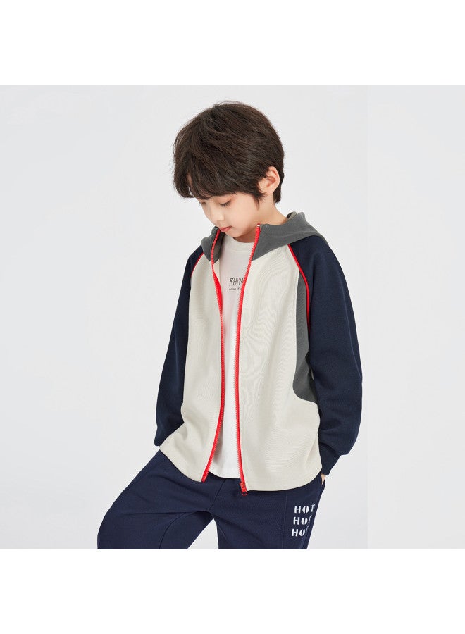 BOY جاكيت S 2025 أسلوب الربيع الجديد كليه بلوك الألوان سترة بقلنسوة بأكمام راجلان للأطفال رياضي غير رسمي متعدد الاستخدامات كاردجان - Image 3