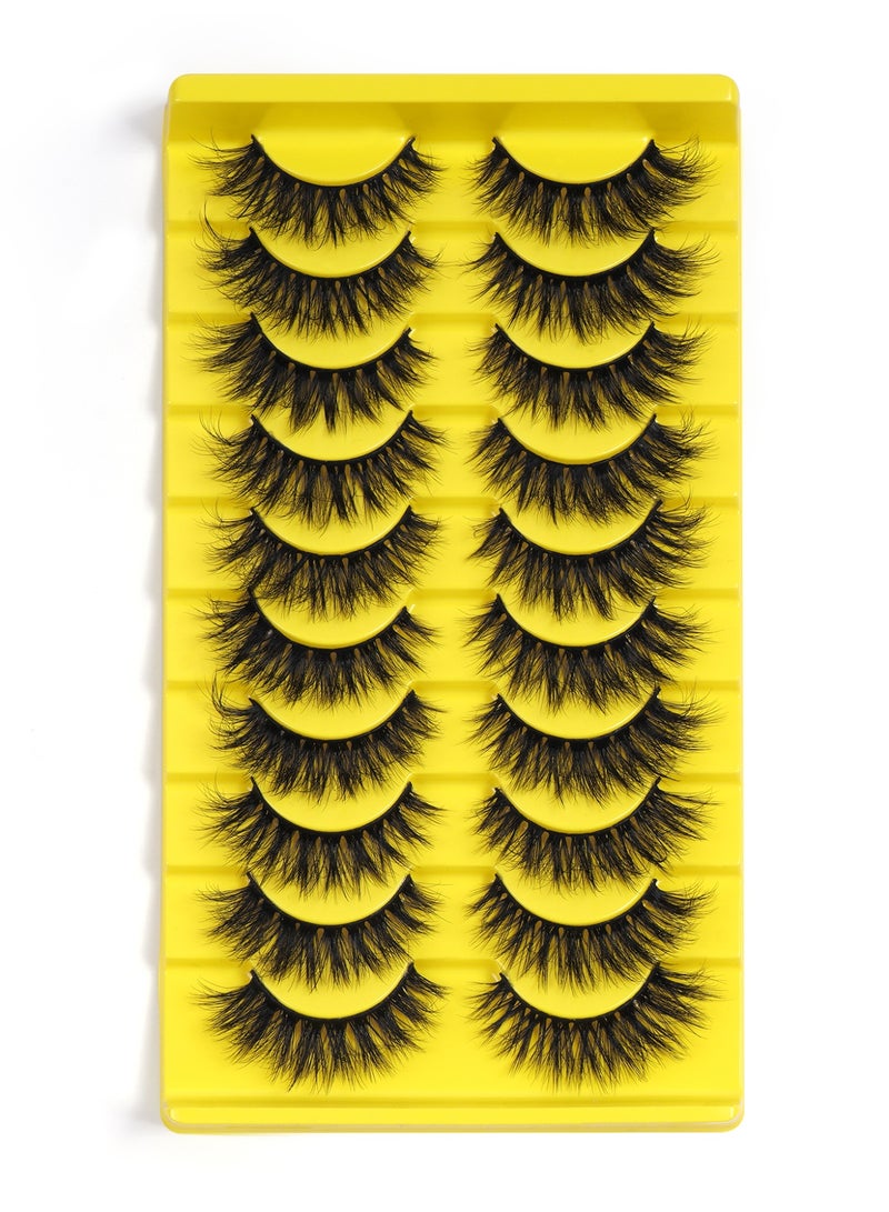 MAGEFY رموش نصفية مع شريط شفاف رموش زوايا طبيعية مظهر 3D رموش صناعية رقيقة ناعمة عيون قطة رموش متموجة مجموعة (10 أزواج) - Image 1