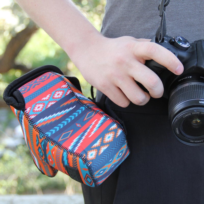USA GEAR DSLR Camera Sleeve with Neoprene Protection, Holster Belt Loop and Accessory Storage - Compatible with Canon EOS Rebel T7, 850D, 250D, SL3, R7, Nikon D3500, D5600, and More (Southwest) - Image 5