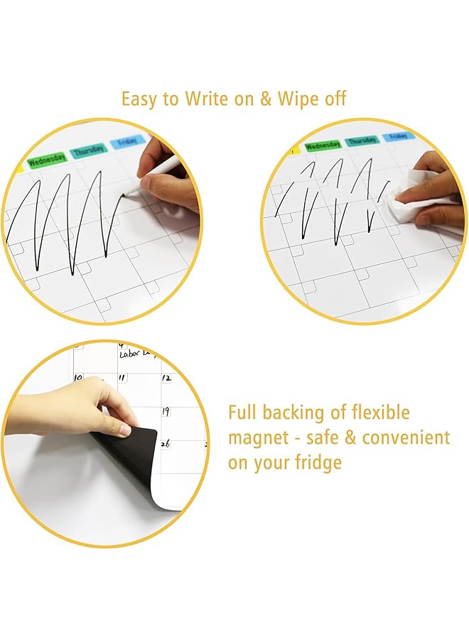 TRASSLE Magnetic Dry Erase Calendar For Refrigerator Magnet Flexible Daily Message Stickers Includes Monthly Weekly Calendar Whiteboard 3 Pen Markers With Eraser For Agenda Planner To Do List  - Image 3