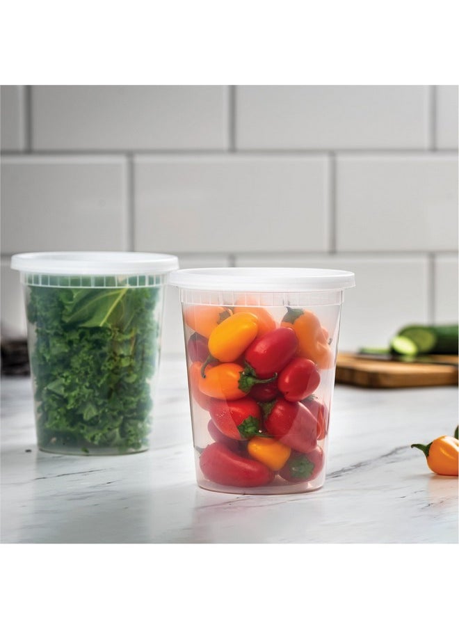 Stack Man Soup Containers with Lids [48 Sets -32 oz.] Quart Plastic Deli Container - Deli Food Storage Containers with Airtight Lids for Freezer & Restaurant Takeout  - Image 3