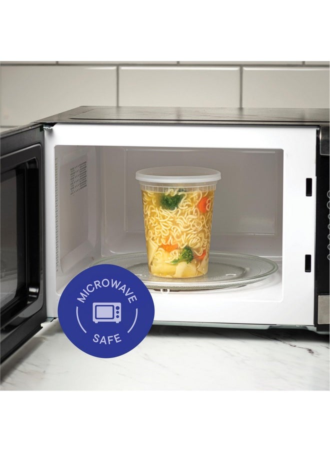 Stack Man Soup Containers with Lids [48 Sets -32 oz.] Quart Plastic Deli Container - Deli Food Storage Containers with Airtight Lids for Freezer & Restaurant Takeout  - Image 4