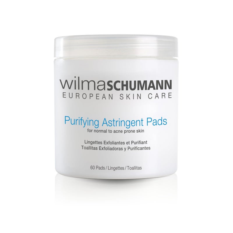 Wilma Schumann Purifying Astringent Pads for Face Skin Exfoliating Pads with Salicylic Acid Pack of 60