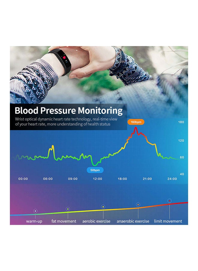 NIBEMINENT Touchscreen Smart Bracelet Sports Watch Black - Image 3