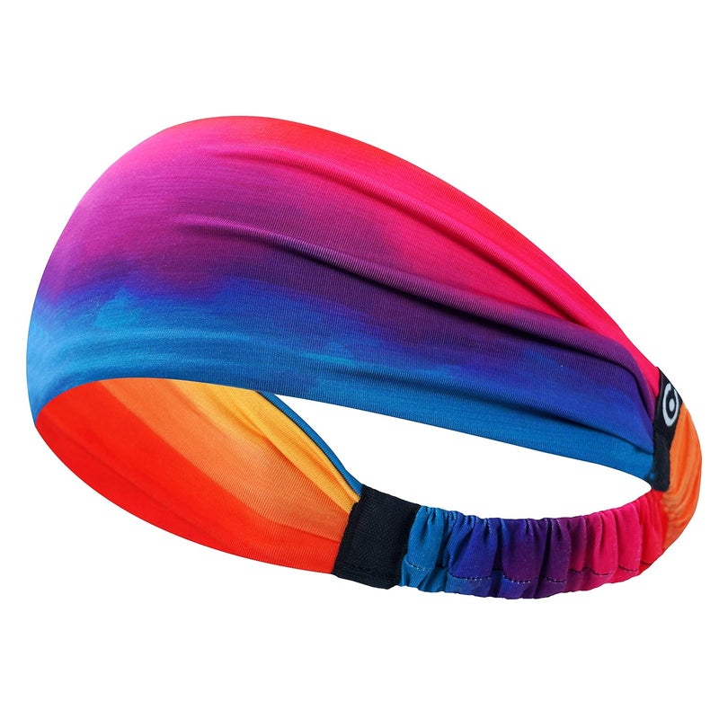 Coreteq Printed Multifunction Sports Sweatband Headband Microfiber Men and Women (Rainbow) - Image 1