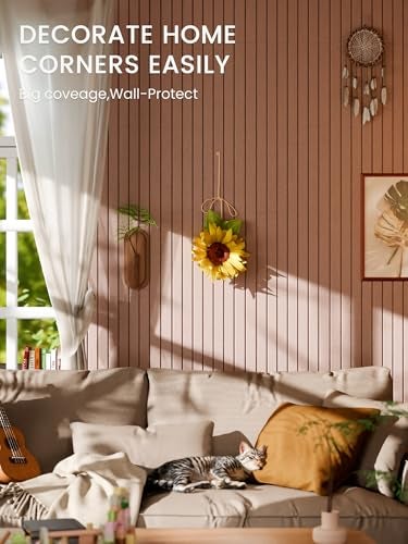 Bumusty Large Cork Board Alternative-48 x 36" Felt Bulletin Board Tiles, with 30 Pushpins, 70 Adhesive Tabs, Fine-Stripe 12-Pack, Cork Boards for Office Push Pin Board Felt Board-Terracotta - Image 4