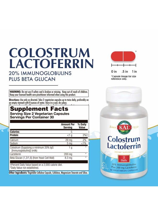 KAL Colostrum Lactoferrin, 20% Immunoglobulins | Lactoferrin & Beta Glucan | Healthy Immune Support | 30 Serv | 60 Caps - Image 3
