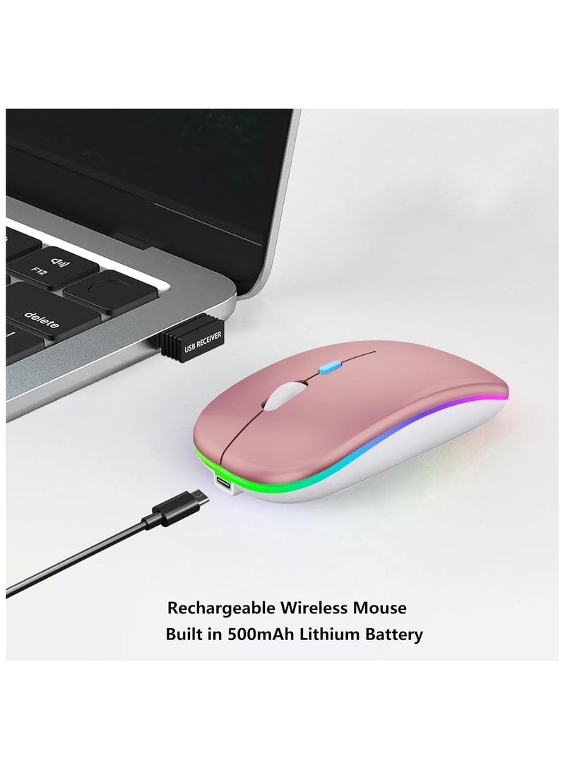 Digipace Wireless Charging Mouse, 2.4GHz Wireless and Bluetooth Dual Mode, With USB Receiver, Slim Portable Silent Mouse, RGB Lights, Compatible with Laptop, Desktop Computer, Silver - Image 4