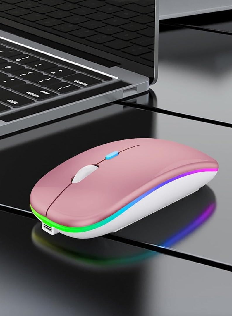 Digipace Wireless Charging Mouse, 2.4GHz Wireless and Bluetooth Dual Mode, With USB Receiver, Slim Portable Silent Mouse, RGB Lights, Compatible with Laptop, Desktop Computer, Silver - Image 5