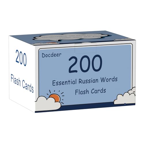 Docdeer 200 Essential Russian Words Vocabulary Flash Cards Flashcard for Beginners Adults Learn Russian for Beginners Adult - Image 1