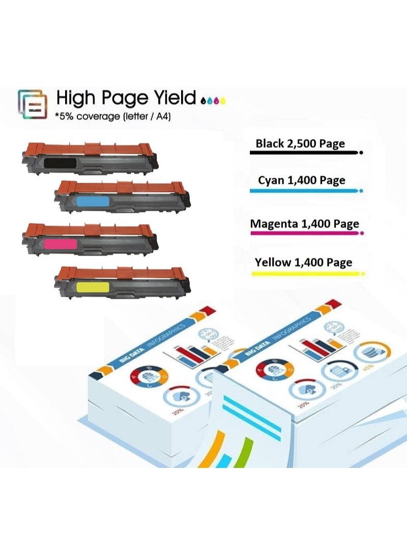 TN-241 Set Toner Cartridge Replacement For Brother HL 3140CW, 3150CDW, 3170CDW, 3180CDW, DCP 9020CDW, MFC 9140CDN, 9330CDW, 9340CDW (Black Cyan Magenta Yellow) - Image 4