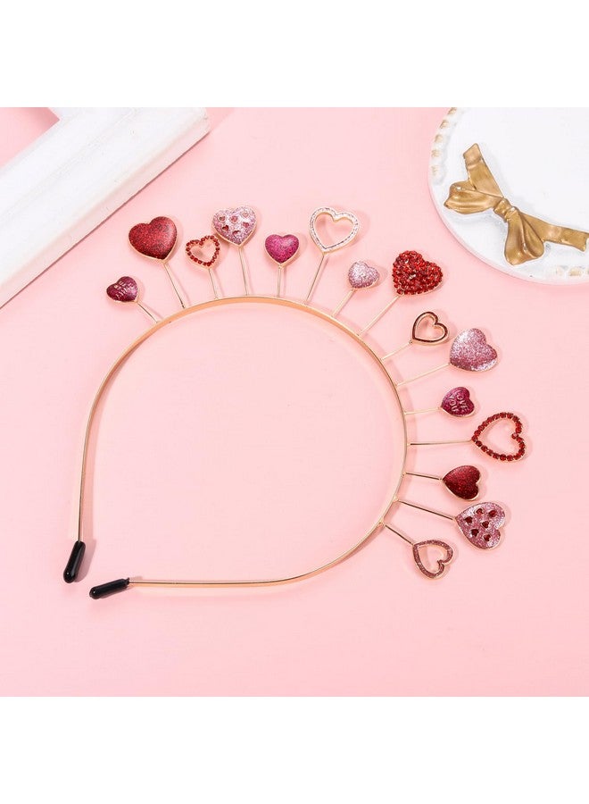 سيالكسهيني عصابة رأس على شكل قلب من عيد الحب للنساء، عصابة رأس على شكل قلب مرصعة بأحجار الراين اللامعة، تاج على شكل قلب، إكسسوار شعر لعيد الحب (الطراز G) - Image 4