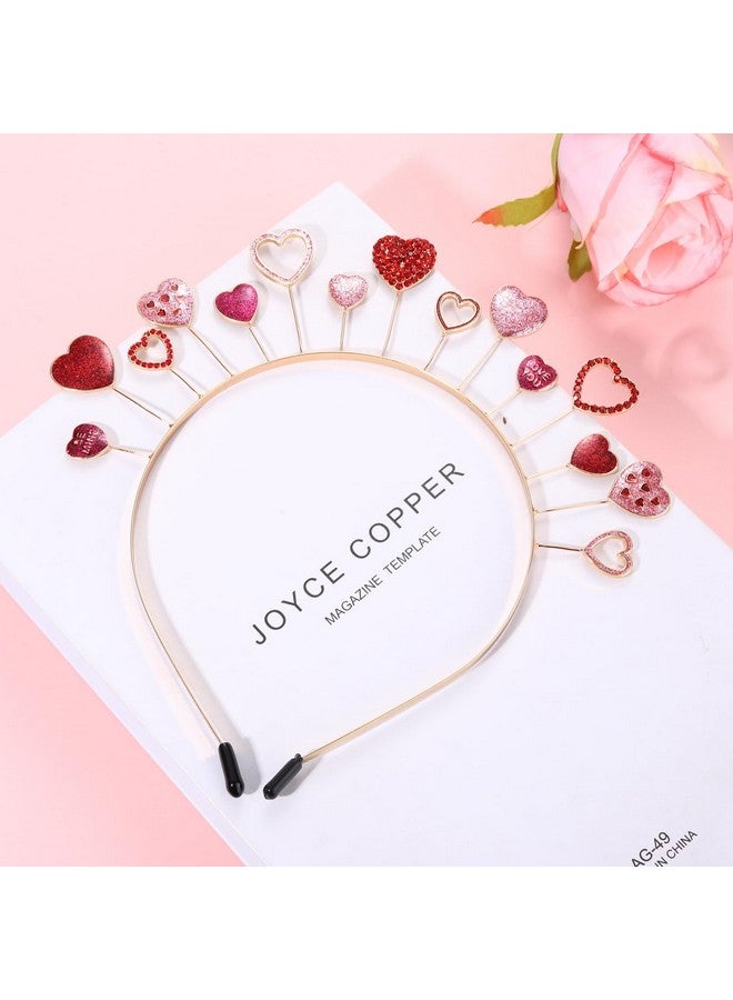 سيالكسهيني عصابة رأس على شكل قلب من عيد الحب للنساء، عصابة رأس على شكل قلب مرصعة بأحجار الراين اللامعة، تاج على شكل قلب، إكسسوار شعر لعيد الحب (الطراز G) - Image 5