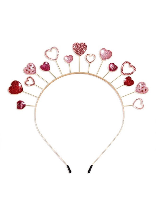سيالكسهيني عصابة رأس على شكل قلب من عيد الحب للنساء، عصابة رأس على شكل قلب مرصعة بأحجار الراين اللامعة، تاج على شكل قلب، إكسسوار شعر لعيد الحب (الطراز G) - Image 1