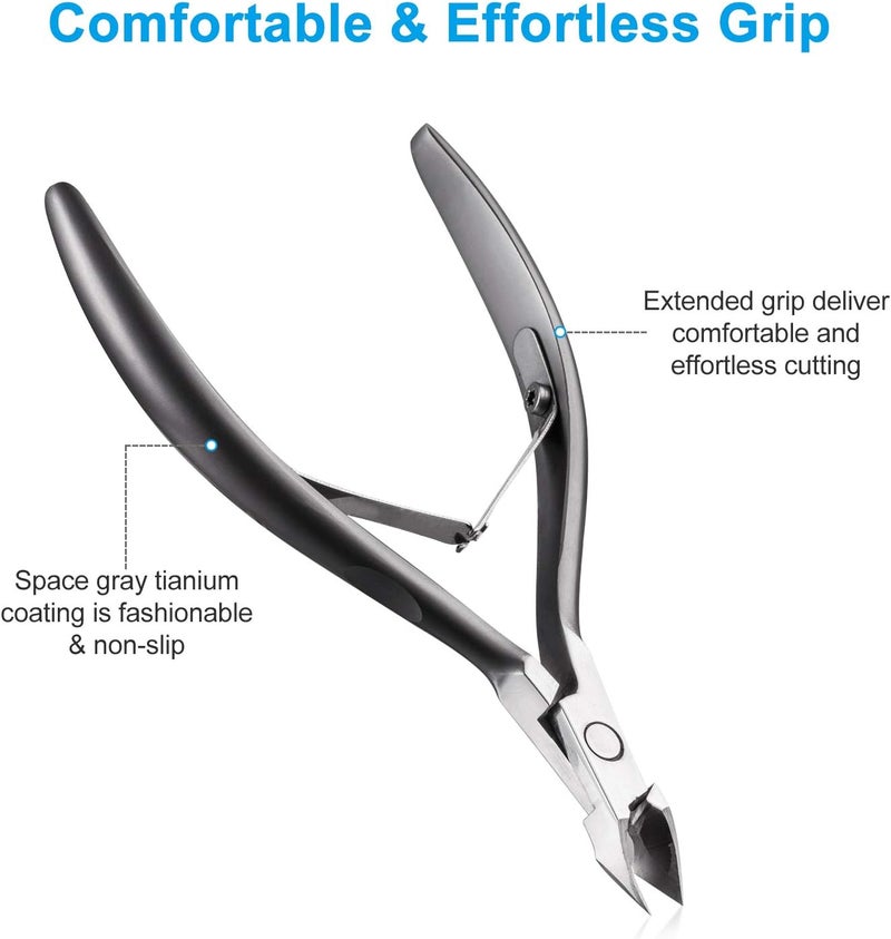 أوبوف أداة تقليم البشرة Cuticle Trimmer 3/4 Jaw، مقصات بشرة حادة جدًا، مقصات من الفولاذ المقاوم للصدأ، أداة إزالة البشرة للباديكير والمانيكير، X7، رمادي فضائي... - Image 4