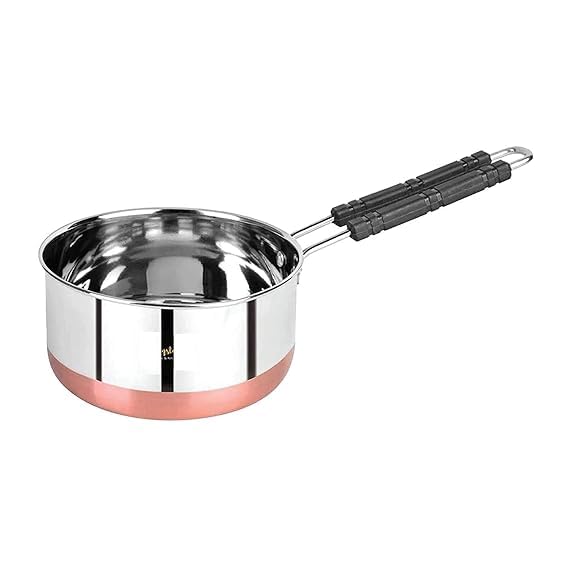 VVJ KITCHEN STORE VVJ KITCHEN STORE Sauce Pan Tea Maker Milk Coffee pan bhgoni Stainless Steel Copper Bottom Sauce Pan Flat Base Sauce Pan Tea Pan Milk Pan Tapeli Patila 2000 and 3000 ML Combo  - Image 5