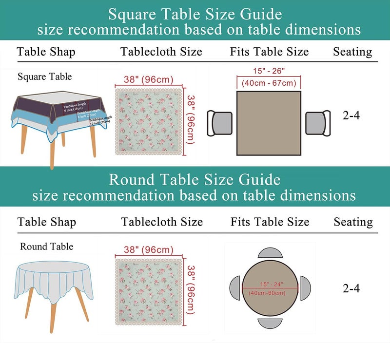YEESSION Floral Print Polyester Square Tablecloth 38 x 38 Inch Stain Resistant and Waterproof Wine Tablecloth for Kitchen Dining Indoor Outdoor Buffet Tabletop Decoration (Light Green) - Image 3