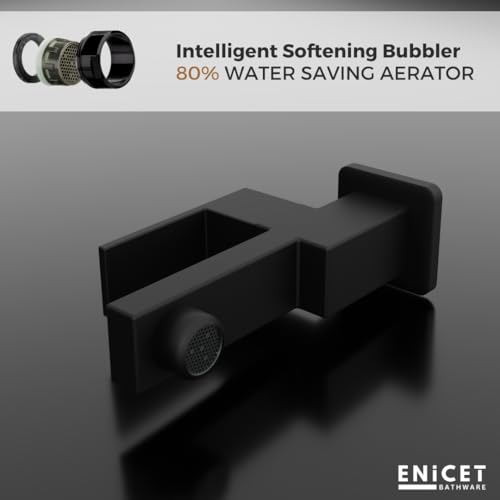 ENICET Brass Tap for Bathroom, with Wall Flange,Brass Bib Cock Short Body, Made Black, 7 Years Warranty, Foam Flow, Bathroom Taps for Home, Water Tap Wall Mounted (QGS101 Black) - Image 4