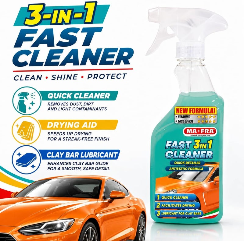 MAFRA , Fast Cleaner, Quick Detailer & Clay Lube, Quick Polishing Cleaner And Lubricant For Claybar, Eliminates Surface Dirt And Bird Droppings, Anti-Rain And Anti-Fingerprint Effect. Size 500Ml - Image 1