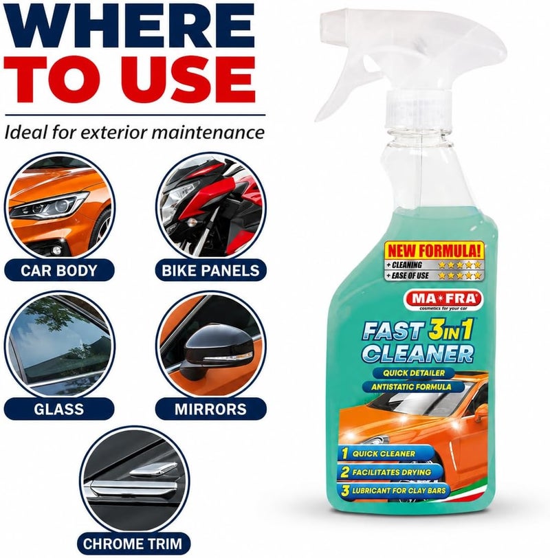 MAFRA , Fast Cleaner, Quick Detailer & Clay Lube, Quick Polishing Cleaner And Lubricant For Claybar, Eliminates Surface Dirt And Bird Droppings, Anti-Rain And Anti-Fingerprint Effect. Size 500Ml - Image 5