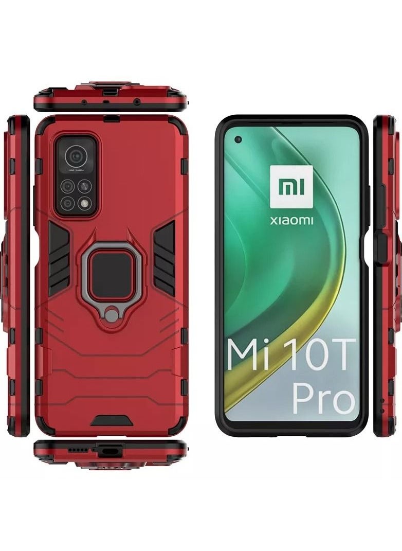 Generic - For Xiaomi Mi10T / Mi 10T Pro 5G Cover iron man with metal ring - Red - Image 1