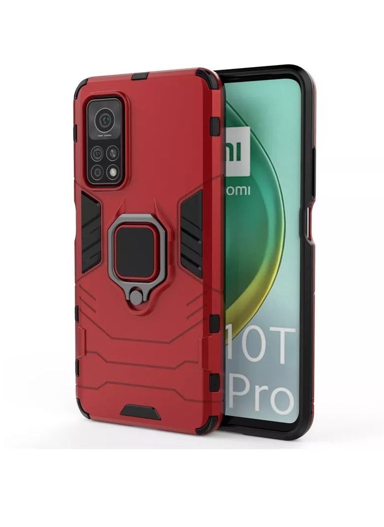 Generic - For Xiaomi Mi10T / Mi 10T Pro 5G Cover iron man with metal ring - Red - Image 1