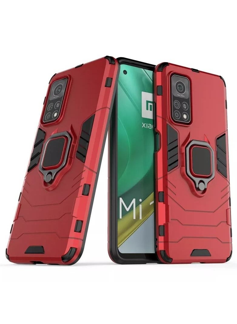 Generic - For Xiaomi Mi10T / Mi 10T Pro 5G Cover iron man with metal ring - Red - Image 1