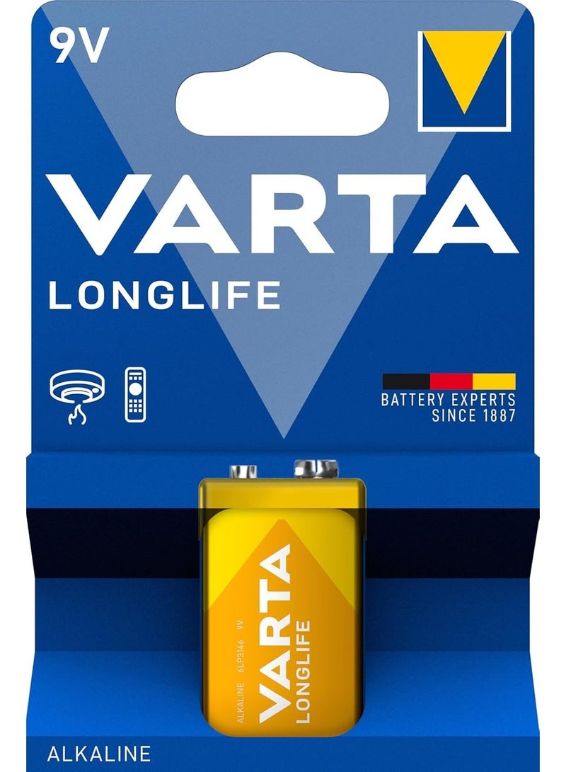 VARTA LONGLIFE 9V BLI 1 | Alkaline Energy System | “Battery Experts since 1887” – VARTA brand quality ensured | 5 years power in storage guaranteed - Image 1