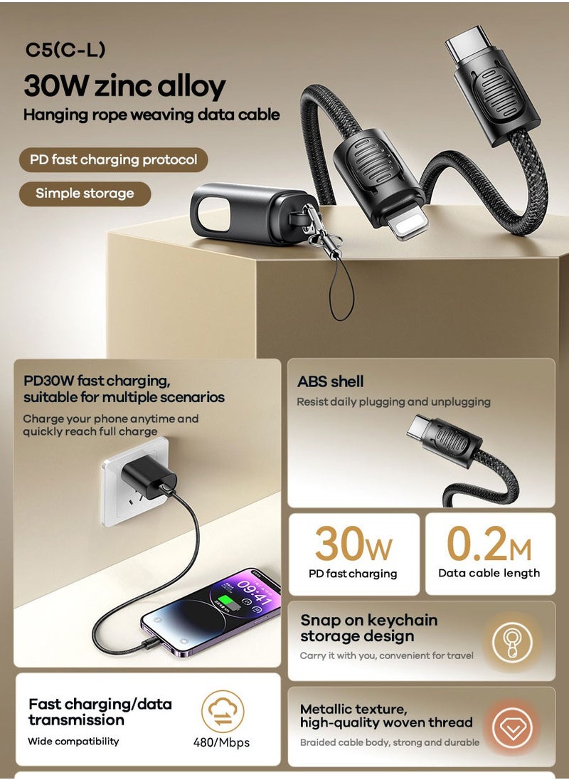 REMAX Zinc alloy Type-C to Lightning fast charging cable lanyard fast charging data cable mobile phone charging cable braided fast charging cable  - Image 2