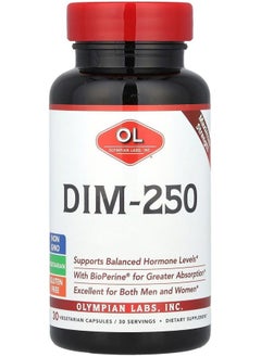 Olympian Labs DIM Supplement 250mg - DIM Diindolylmethane Plus BioPerine 30 Capsule Supply of DIM for Estrogen Balance, Hormone Menopause Relief, Acne Treatment, PCOS, Bodybuilding  - Image 1
