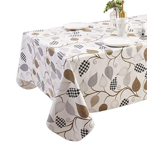 Walrus Heavy Duty Vinyl Tablecloth with Flannel Backing Waterproof Oil-Proof Plastic Table Cloth Stain-Resistant Wipeable Rectangle or Square Table Cover for Indoor and Outdoor (Leaves, 60X84 Inch) - Image 4