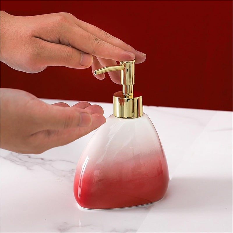 Soap Dispenser Set Gradient Red Ceramic Soap Dispenser Set Hotel Soap Dish Mouthwash Cup Set Home Bathroom Supplies Accessories Set Wedding Gifts(Soap Dish) - Image 4