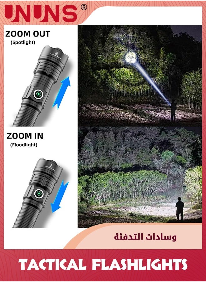 UNUNS Tactical Flashlight,Rechargeable Handheld Flashlight 3000 Lumen,LED Flashlight Adjustable Lighting Modes,Zoomable Focus,IPX7 Waterproof Emergency Light For Outdoor Hunting,Remote Pressure Switch  - Image 5