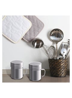 Excefore Seasoning Bottle, Stainless Steel Dredge Shaker with Lid and Handle Salt and Pepper Shakers Seasoning Pepper Shaker Spice Condiment Shaker for Cooking Kitchen Baking Salt Candy 2 Pieces 345ml  - Image 2