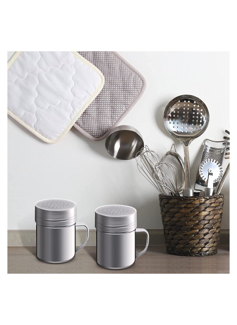 Excefore زجاجة توابل، هزاز ستانلس ستيل مع غطاء ومقبض، هزازات ملح وفلفل، هزاز توابل، هزاز توابل للطهي، المطبخ، الخبز، ملح، حلوى، 2 قطعة، 345 مل - Image 2