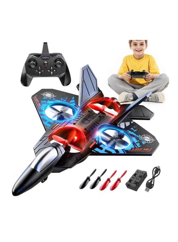 L0712 2.4GHz Remote Control Airplane, Fighter Drone, RC Airplane for Beginners, Children, and Adults, Flying Toy with Colorful Lights, USB Charging - Image 1