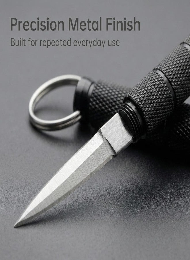 GALLY Compact Stainless Steel Utility Cutter Keychain for Daily Use | Portable Metal Cutting Tool with Secure Knurled Grip | Lightweight Design for Home, Office & Outdoor Tasks (Black) - Image 2