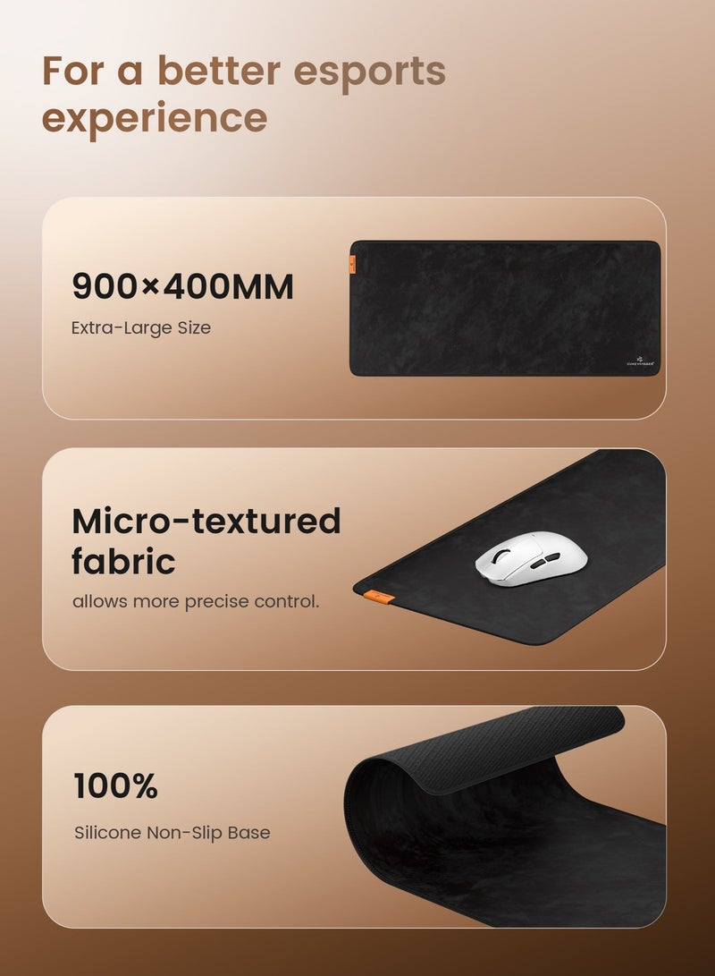 DuneVoyager M4 Relief Black Gaming Mouse Pad XXL 900×400×4MM – Waterproof Extended Large Mousepad, Non-Slip Rubber Base, Smooth & Stable Control, Gift Box - Image 4