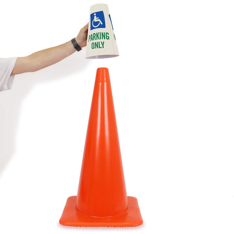 SmartSign “Handicapped Parking Only” Bright Reflective Cone Message Sleeve, [Cone Not Included] - Image 5