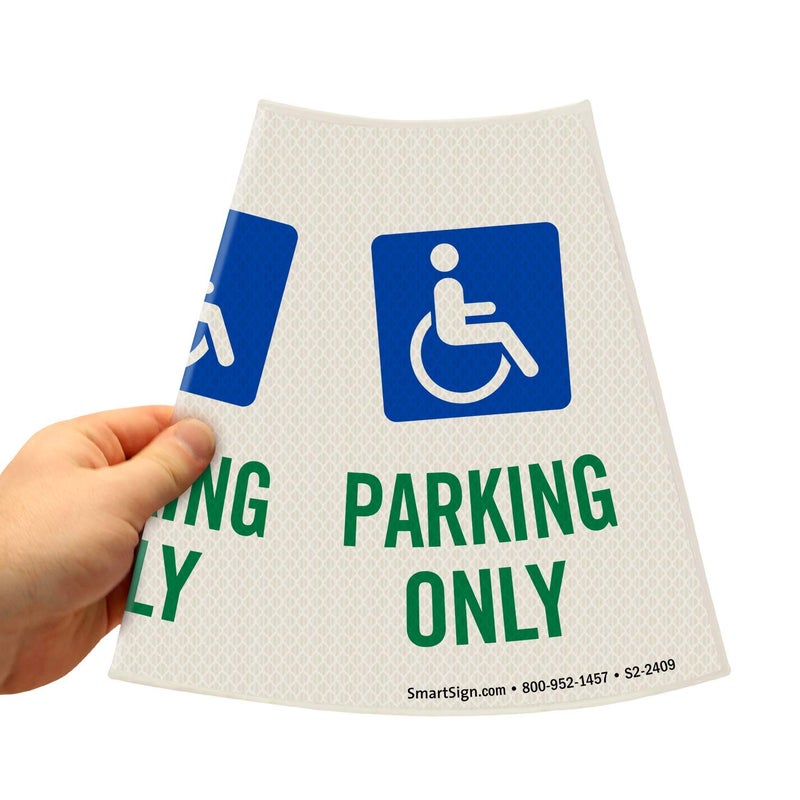 SmartSign “Handicapped Parking Only” Bright Reflective Cone Message Sleeve, [Cone Not Included] - Image 4