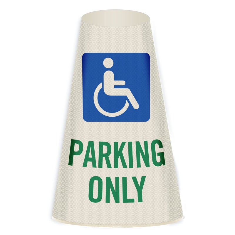 SmartSign “Handicapped Parking Only” Bright Reflective Cone Message Sleeve, [Cone Not Included] - Image 1