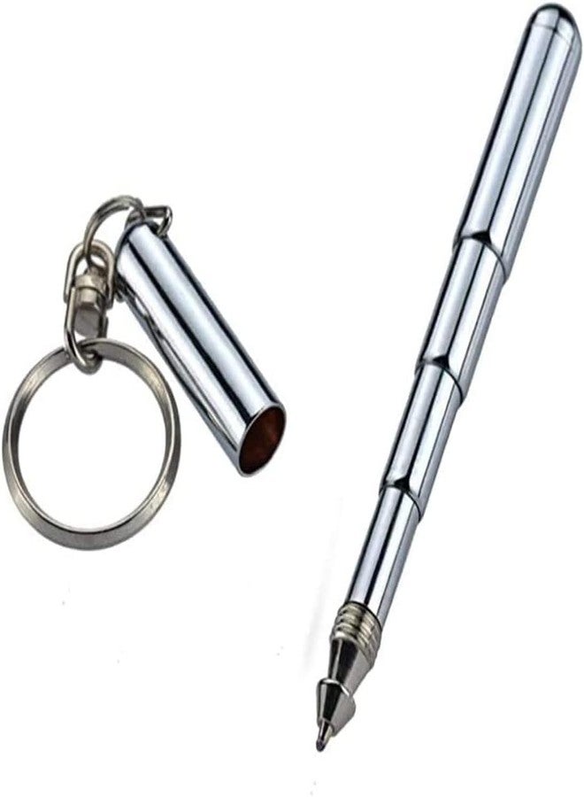 SquarezhenBo 1 piece Retractable mini pen made of stainless steel Metal Tool Pen Retractable pocket pen keychain Dad gadgets, birthday, Christmas for Students,Office Staff,Construction Workers Office Supplies - Image 1