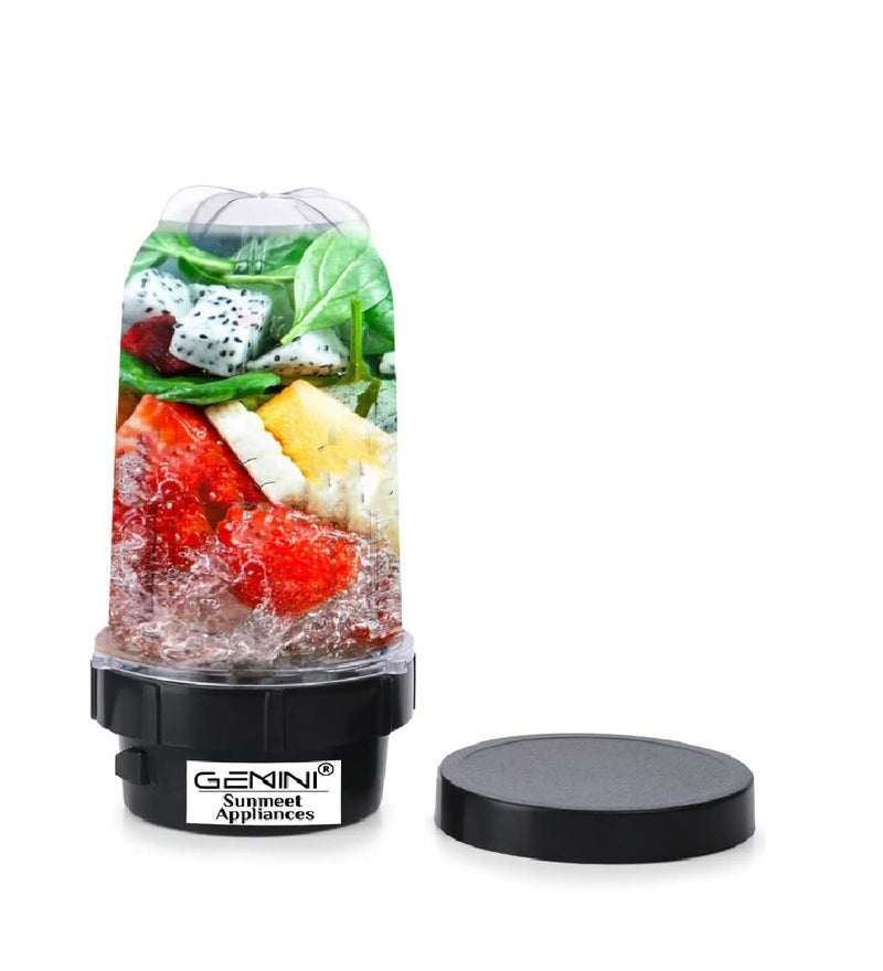 Gemini Bullet Jar for Mixer Grinder Large Set of 1 530 ML ABS Transparent Juicer Jar Black NSA104 - Image 1