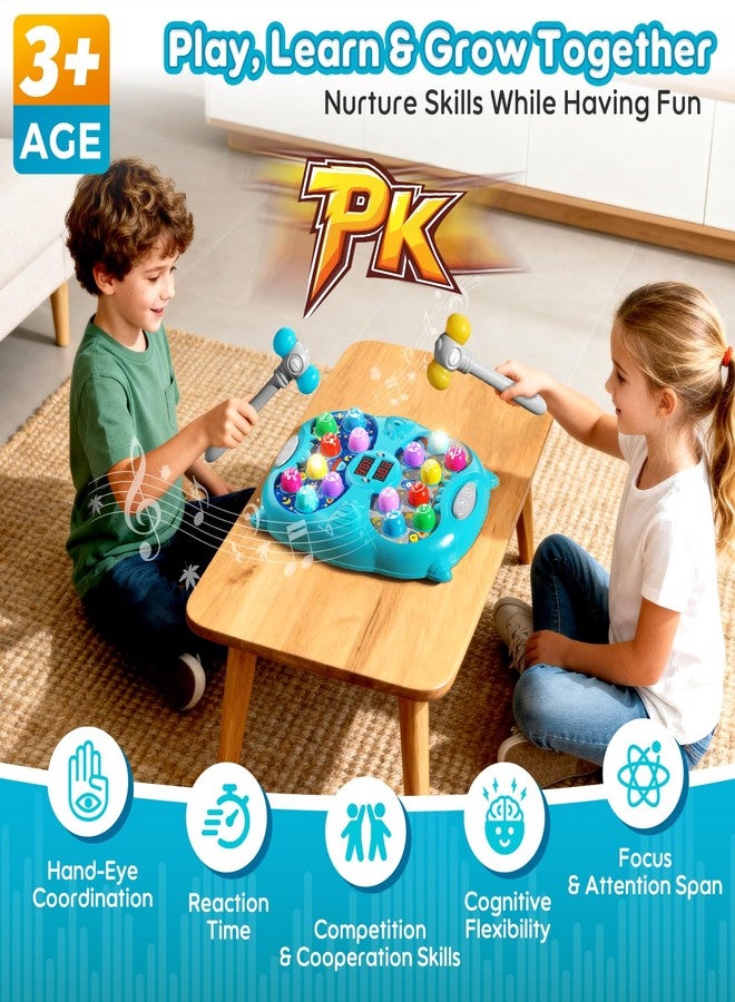 Noltola Whack Mole Game for Kids, Idea Gift for 3-12 Year Old Boys and Girls, Interactive Pounding Toy with 2 Hammers, Lights & Sounds, 3 Game Modes Educational Toy for 3 4 5 6+ Year Old Boys- Blue - Image 2