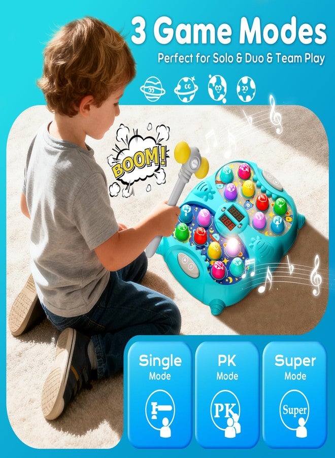 Noltola Whack Mole Game for Kids, Idea Gift for 3-12 Year Old Boys and Girls, Interactive Pounding Toy with 2 Hammers, Lights & Sounds, 3 Game Modes Educational Toy for 3 4 5 6+ Year Old Boys- Blue - Image 4